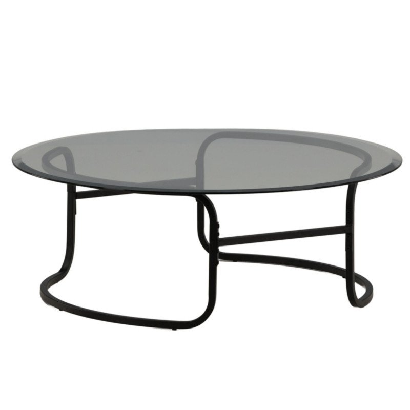 Table basse ronde en verre pieds métal noir ALIZOE