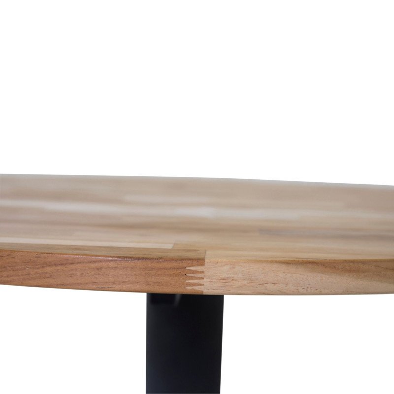 Table à manger ronde en teck et métal noir 140cm SYBERION