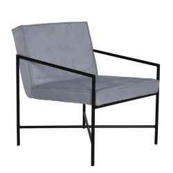 Fauteuil minimaliste en velours côtelé et métal noir RAPHAEL