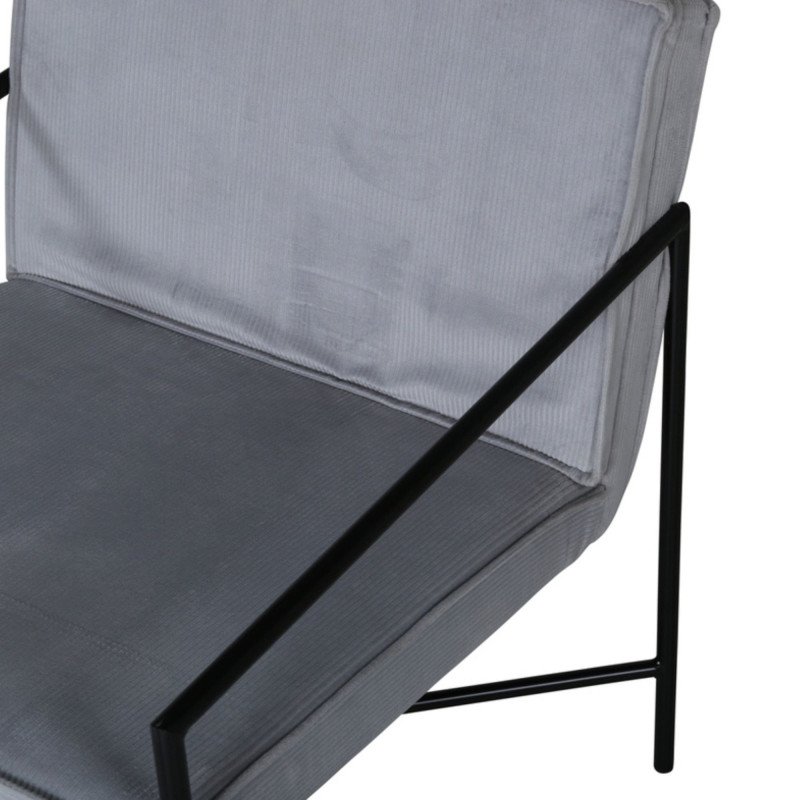 Fauteuil minimaliste en velours côtelé et métal noir RAPHAEL