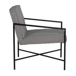 Fauteuil minimaliste en tissu bouclé et métal noir RAPHAELLE