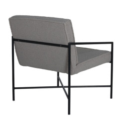 Fauteuil minimaliste en tissu bouclé et métal noir RAPHAELLE