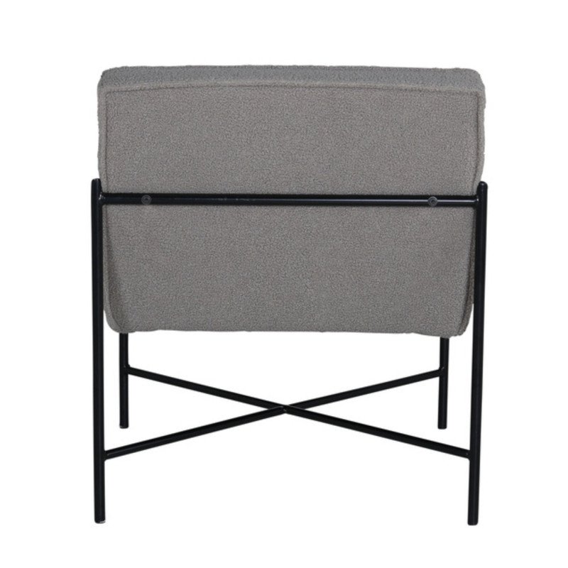 Fauteuil minimaliste en tissu bouclé et métal noir RAPHAELLE