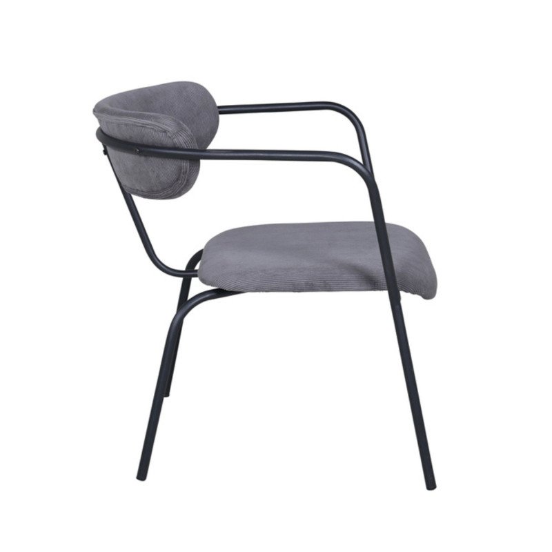 Fauteuil minimaliste en velours côtelé et métal BUFFY