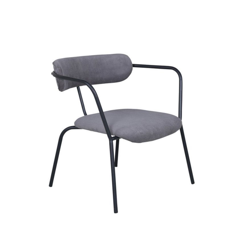 Fauteuil minimaliste en velours côtelé et métal BUFFY