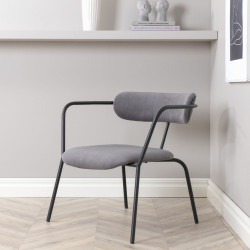 Fauteuil minimaliste en velours côtelé et métal BUFFY