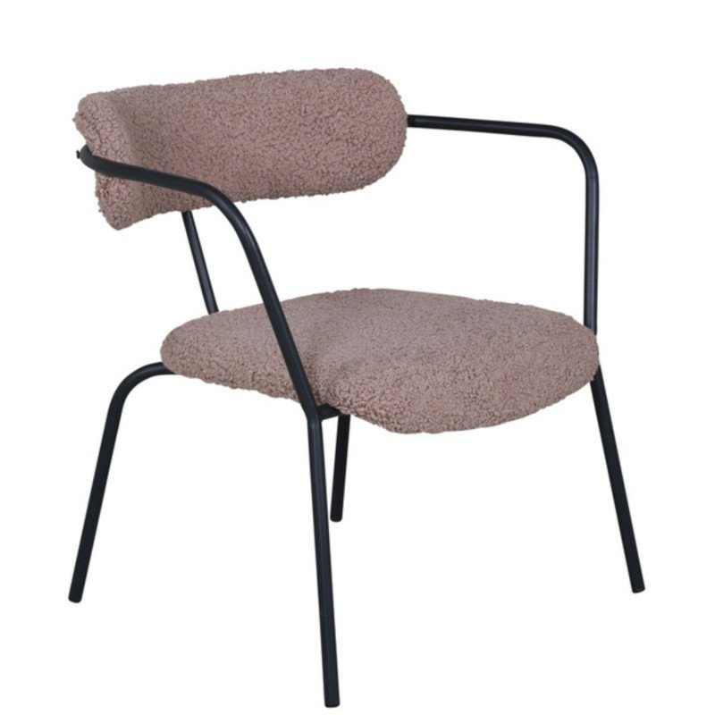 Fauteuil minimaliste en tissu bouclé et métal BUFFY