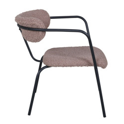 Fauteuil minimaliste en tissu bouclé et métal BUFFY