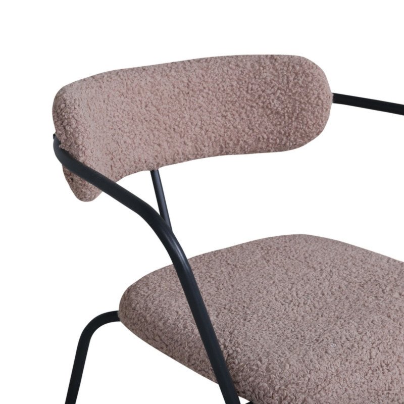 Fauteuil minimaliste en tissu bouclé et métal BUFFY