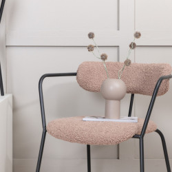 Fauteuil minimaliste en tissu bouclé et métal BUFFY