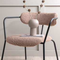 Fauteuil minimaliste en tissu bouclé et métal BUFFY