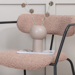 Fauteuil minimaliste en tissu bouclé et métal BUFFY