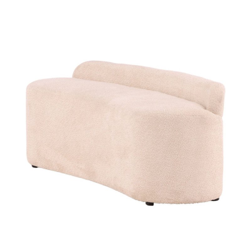 Banc 2 places en tissu bouclé blanc TOBIAS