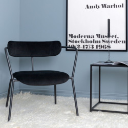 Fauteuil minimaliste en velours et métal BUFFY