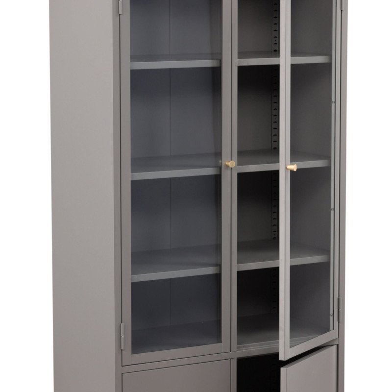 Armoire haute industrielle avec portes vitrées 190cm COBY