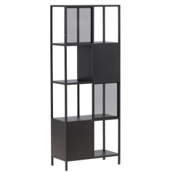 Armoire haute industrielle en métal noir 180cm OLGA