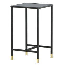 Table d'appoint en métal noir avec plateau en verre DIPPA