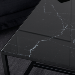 Table basse en métal noir avec plateau en verre DIPPA