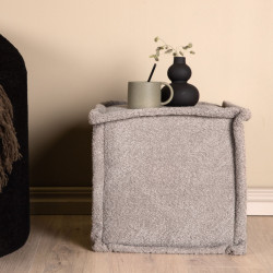 Pouf carré en polaire gris TINO