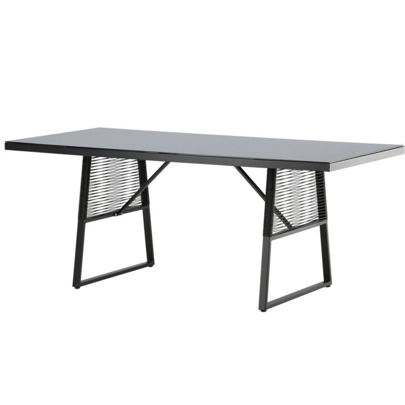 Table de jardin design plateau verre fumé 193x90cm CORDOBA