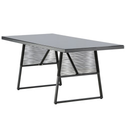 Table de jardin design plateau verre fumé 193x90cm CORDOBA