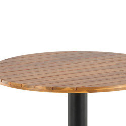 Table de jardin ronde 100cm en bois massif et métal BADDA