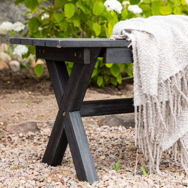 Banc d'extérieur tendance en bois noir RAVEN