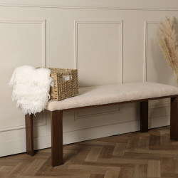 Banc 120cm en tissu bouclé beige PAXIO