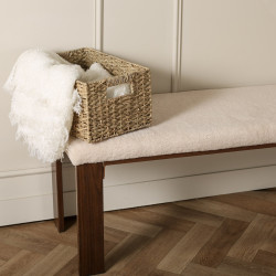 Banc 120cm en tissu bouclé beige PAXIO