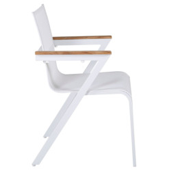 Lot de 2 chaises de jardin design en métal et tissu blanc MERIDA