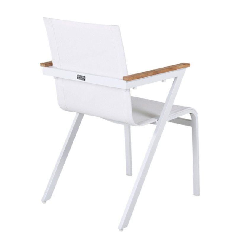 Lot de 2 chaises de jardin design en métal et tissu blanc MERIDA