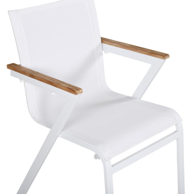 Lot de 2 chaises de jardin design en métal et tissu blanc MERIDA