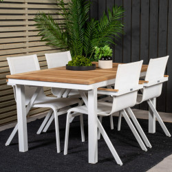 Lot de 2 chaises de jardin design en métal et tissu blanc MERIDA