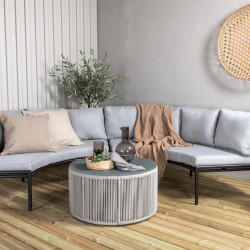 Salon de jardin moderne demi cercle en tissu gris TOMAR