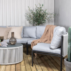 Salon de jardin moderne demi cercle en tissu gris TOMAR