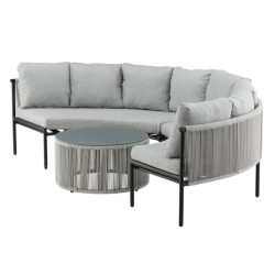 Salon de jardin moderne demi cercle en tissu gris TOMAR