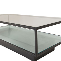 Table basse moderne en métal avec plateau en verre MAGDA