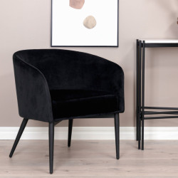 Fauteuil élégant et moderne en velours noir FLOBBY