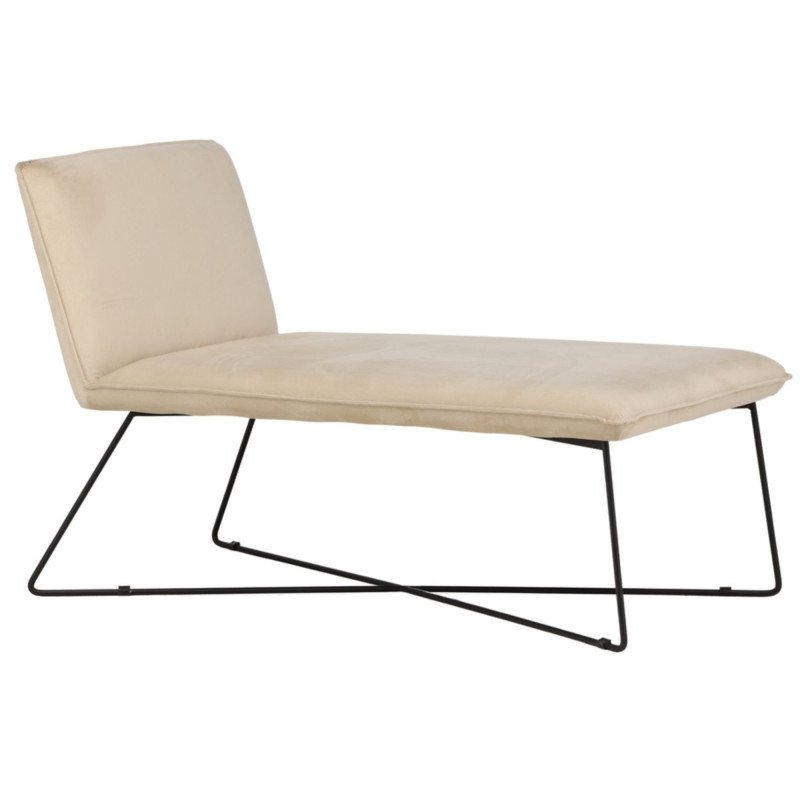 Chaise longue scandinave en velours beige JENNY