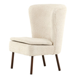 Fauteuil en tissu bouclé beige avec pieds en métal HALMO