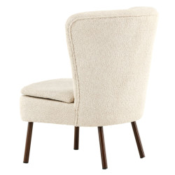 Fauteuil en tissu bouclé beige avec pieds en métal HALMO