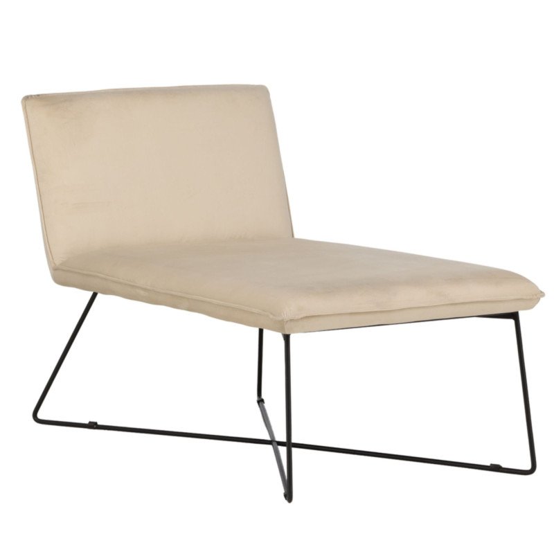 Chaise longue scandinave en velours beige JENNY