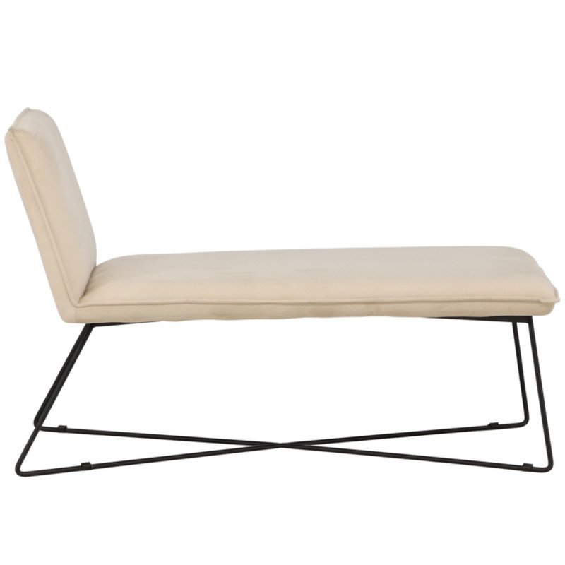 Chaise longue scandinave en velours beige JENNY