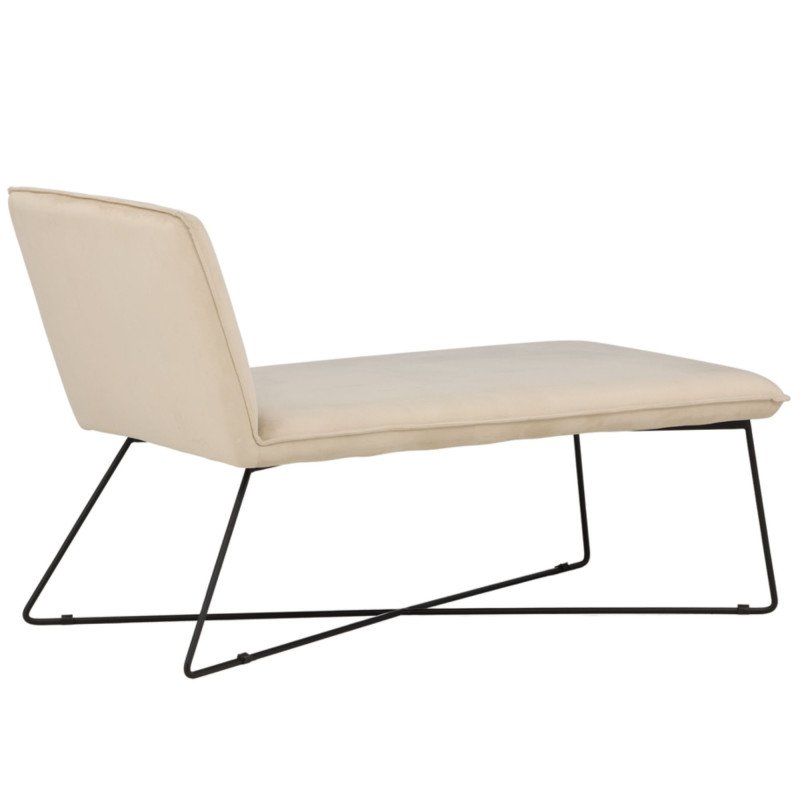 Chaise longue scandinave en velours beige JENNY