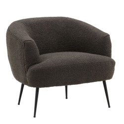 Fauteuil moderne en tissu bouclé gris FREDDY