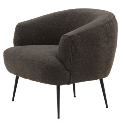 Fauteuil moderne en tissu bouclé gris FREDDY