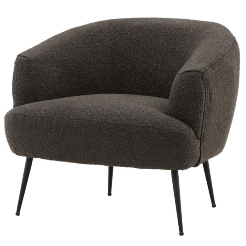 Fauteuil moderne en tissu bouclé gris FREDDY