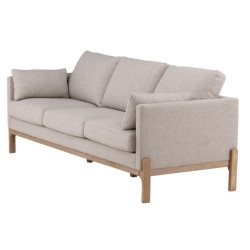 Canapé droit 3 places en tissu beige pieds bois BALBOA