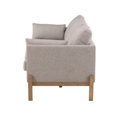 Canapé droit 3 places en tissu beige pieds bois BALBOA