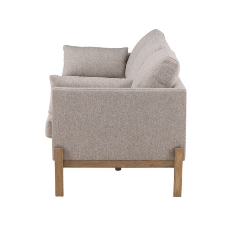 Canapé droit 3 places en tissu beige pieds bois BALBOA